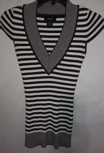 Rue21 S Y2K Ribbed Capped Sleeves Coffee White Striped Top